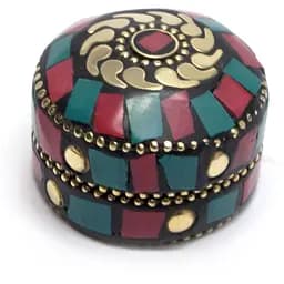 Металева скринька з коралами і бірюзою 3.5х2 см (29342B)