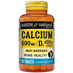 Кальцій + Вітамін D3 Mason Natural Calcium 600мг Plus Vitamin D3 100 таблеток