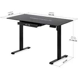Стіл Mealux PowerDesk Glass Black з електрорегулюванням висоти (EVO-201 Glass/Black) - мініатюра 2