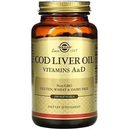 Жирні кислоти Solgar Cod Liver Oil Vitamin A & D 250 капсул