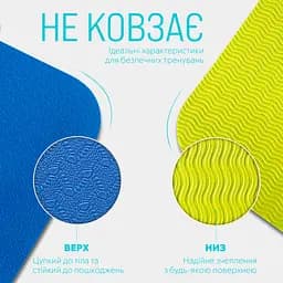 Килимок для йоги та фітнесу TPE+TC 6 мм двошаровий + Чохол синій-жовтий EasyFit fit0025083 - мініатюра 4