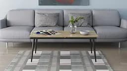 Стіл журнальний трансформер Dandi Small Ferrum-decor 45x120(160)x70 Чорний метал ДСП Дуб Сонома 16 мм (FRD-106796) - мініатюра 10