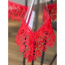 Силиконовая скатерть с красным кружевом 7 см 250х180 см