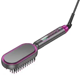 Гребінець-випрямляч Hoco HP44 Electric straightening hair comb with digital display Rose Red