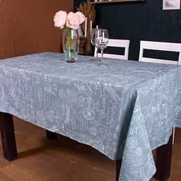 Скатертина MirSon №211 Green birds 130х130 см рогожка блакитна