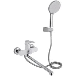 Смеситель для ванной Qtap Jay, Chrome/White (k35) с душевым гарнитуром QTJAY2601CRW45552