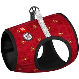 Шлея для собак м'яка Waudog Clothes, з QR паспортом, Супермен червоний, XS1, 24-27х18-20 см