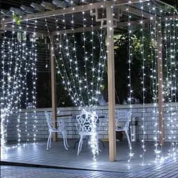 Гірлянда штора Водоспад 3х3 м 320 LED (прозорий шнур з перехідником) Біле світло - мініатюра 4