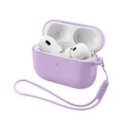 Силіконовий чохол для навушників Apple AirPods Pro 3, Silicone Case with straps, фіолетовий, захисний чохол з ремінцем, ультратонкий і легкий, повний захист, з підвіскою, м"який силікон, ArmorStandart (ARM88298)
