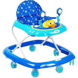 Дитячі ходунки з качечкою, музичною панеллю та регулюванням висоти, сині