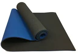 Коврик для йоги и фитнеса EasyFit TPE+TC 6 мм двухслойный черный-синий (EF-1924-B/Bl)