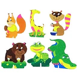 Набор фетровых фигурок на подставке "Веселые зверюшки" 180175