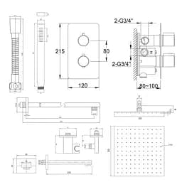 Душова система Kohlman Experience 30 chrome з термостатом + BOX прихованого монтажу KPL-QW433EQ30, Хром - мініатюра 2