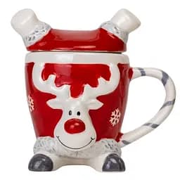 Чашка Elisey Різдвяний олень 300 мл (6021-015) червона з білим    
