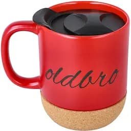 Керамічний кавовий кухоль OldBro RedBlack 400 мл з корковим дном і кришкою