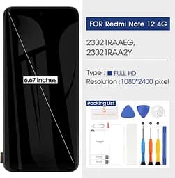 Заміна РК-дисплея для Xiaomi Redmi Note 12 4G, сенсорний екран, дигітайзер із ремонтним комплектом 23021RAAEG 23021RAA2Y 23028RA60 - мініатюра 6
