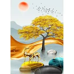 Алмазная мозаика Strateg ПРЕМИУМ Золотые олени без подрамника размером 30х40 см (JSDF82144)