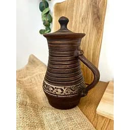 Компотник 1.5 литра керамический (глиняный) резной с ручкой  