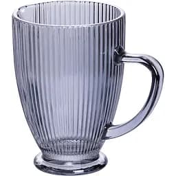 Глечик для напоїв 1.2 л фігурний прозорий ребристий із товстого скла сірий Yiwu HP-19-7118G