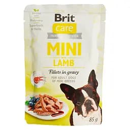 Беззерновой влажный корм для собак миниатюрных пород Brit Care Mini pouch филе ягненка в соусе 85 г