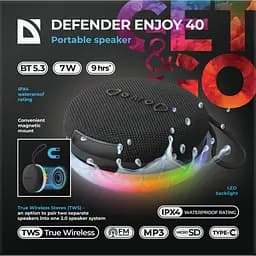 Акустична система 1.0 Defender Enjoy 40 7Вт Magnet/BT/IPX4/FM/TF/TWS (65141) - мініатюра 2