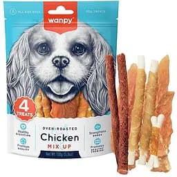 Лакомство для собак Wanpy Chicken Mix Up 150 г с вяленым куриным мясом и кальцием, 4 вида угощений