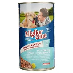 Влажный корм для собак Migliorcane кусочками рыба с птицей 1250 г (1148)
