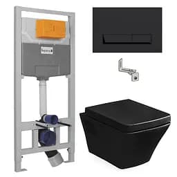 Комплект инсталляция Imprese 3 в 1 i8120 + унитаз подвесной Volle Teo 13-88-422black с крышкой Soft Close, Черный