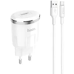 Зарядний пристрій Hoco 1USB C37A 2.4A White + USB Cable Type-C