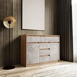 Комод Moreli T-227, 1271x910x400 мм Дуб аппалачи/Бетон (mo-t227-apalach-beton)