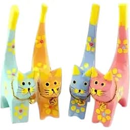 Кішки дерев'яні кільцетримачі набір 4 шт. 11х5х7,5 см