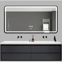 Дзеркало Dusel Led DE-M0065D Black 120x75 см сенсорне включення + підігрів+ годинник/темп, Чорний