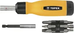 Отвертка 1/4", битодержатель 12 бит, SL, PH, PZ, Torx, сталь CrV набор 14шт Topex hoz0014109