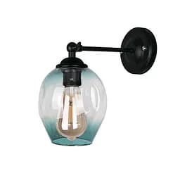 Бра настенное Levistella 756WPR0231F-1 BK+BL E27 40W черный металл синий абажур
