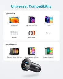 Автомобільний зарядний пристрій PowerDrive 323 - 30W PD + 22.5W USB-A Black Anker teh0022019 - мініатюра 3