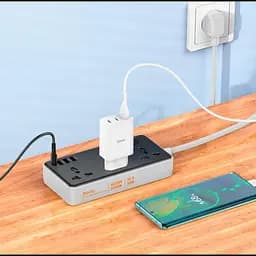 Подовжувач мережевий зарядний HOCO AC8A, 3 розетки, 3 USB та Type-C, кабель 1.5 м, швидка зарядка 30 Вт - мініатюра 3