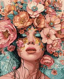 Набор для росписи по номерам Девушка в цветах, 40x50 см, КНО8440