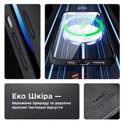 Кожаный чехол-панель для Apple iPhone 14 Plus, FAKE Leather Case, черный, искусственная кожа, премиум, противоударный, защита всего корпуса, с мягкой подкладкой, поддержка MagSafe и беспроводной зарядки, ArmorStandart (ARM64394) - мініатюра 4