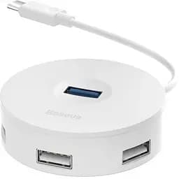 Хаб Type-C Baseus Round Box - на 1xUsb3.0 + 3xUsb2.0 CAHub-G02 белый