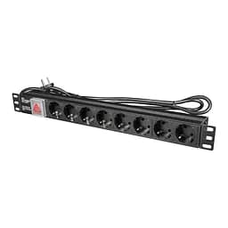 Блок розеток E-NET PDU/8M-16А Black на 8 розеток Schuko, з вимикачем (25-00065)
