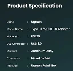 Адаптер UGREEN US270 OTG Type-C to USB 3.0 з карабіном Space Gray (50283) - мініатюра 9