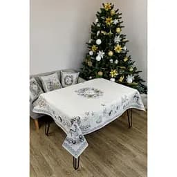 Скатертина гобеленова Прованс Silver Star 240х135 см сіра (31271)