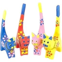 Кішки дерев'яні кільцетримачі набір 4 шт. 11х5х7,5 см