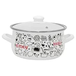 Кастрюля эмалированная Infinity Kitchen, со стеклянной крышкой, 24 см, 6 л, белый (6788068)