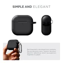 Силіконовий чохол для навушників Apple AirPods 4, Hang Case, чорний, ультратонкий захисний кейс товщиною 2 мм, захист від подряпин, пилу та ударів, компактний, з карабіном для кріплення, ArmorStandart (ARM81277) - мініатюра 2