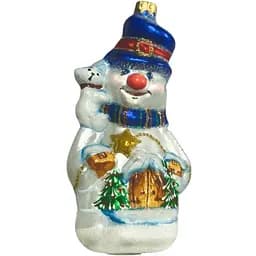 Ялинкова прикраса Санта Шоп Сніговик великий скло (4820001179552)