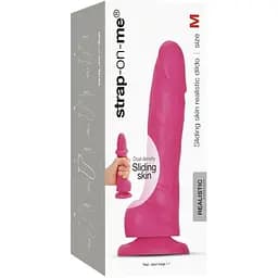 Реалістичний фалоімітатор Strap-On-Me Sliding Skin Realistic Dildo Fuchsia - M, ефект рухомий до