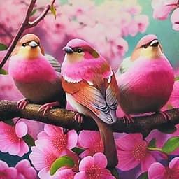 Алмазная мозаика Цветущая симфония птиц HEE16350 30х30 см