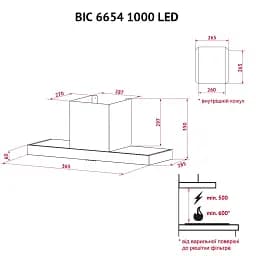 Витяжка повновбудована Perfelli BIC 6654 I 1000 LED - мініатюра 10