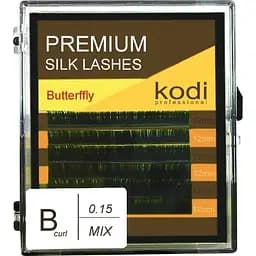 Накладні вії Kodi Professional завиток В 6 рядів 0.15 мм 12 мм упаковка Butterfly зелені